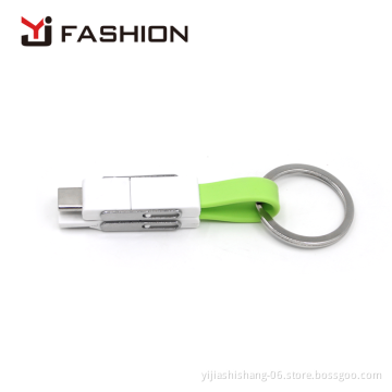 Yijiashishang 2019 new giveaway gift 4 in 1 magnet keychain keyring charger cable support usb-c charger for all phones